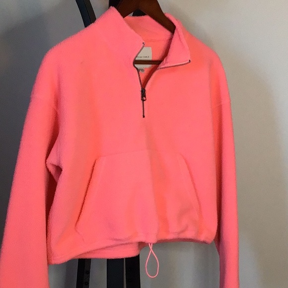 American Eagle Quarter Zip Boxy Fleece Top - Picture 1 of 5